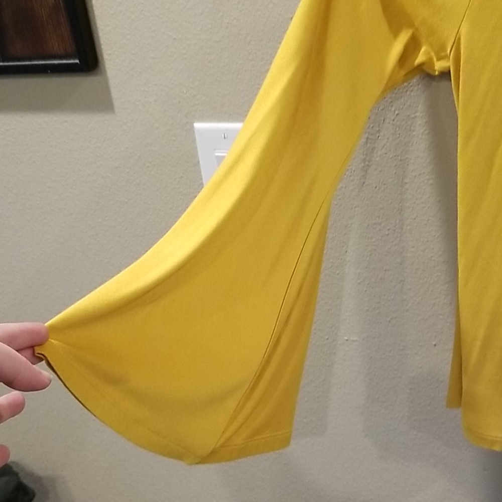 Forever 21 mustard cold Shoulder blouse - Picture 7 of 7
